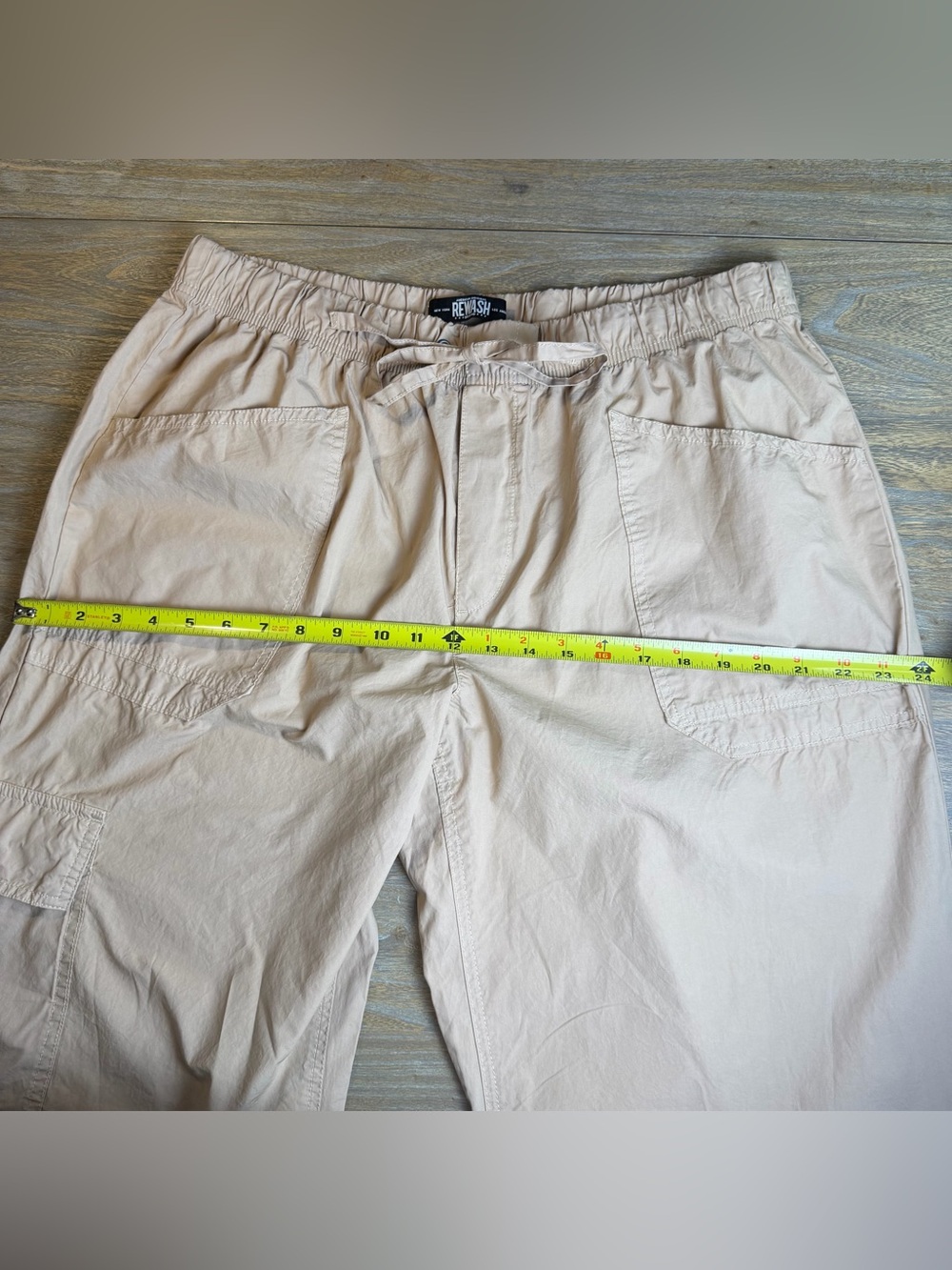 Rewash Tan Cargo Trousers with Drawstring Waist- 100% Cotton - Picture 10 of 12